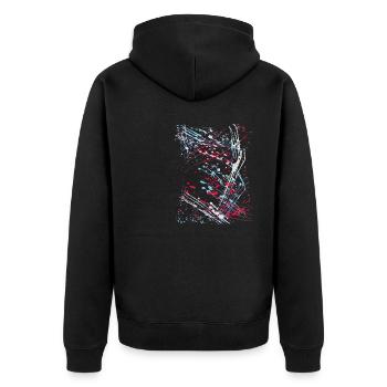 bunt,kunst,graffiti,malerei,pinsel,artwork - Unisex Premium Bio Zip Hoodie - Schwarz - Hinten - Nico (187cm)