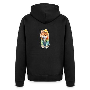 Funny Shiba Inu in jacket. - Unisex Premium Organic Zip Hoodie - black - Back - Nico (187cm)