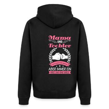 Mama Tochter Partnerlook Muttertag Geschenk - Unisex Premium Bio Zip Hoodie - Schwarz - Hinten - Nico (187cm)