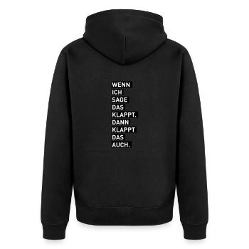 Das Klappt - Unisex Premium Bio Zip Hoodie - Schwarz - Hinten - Nico (187cm)