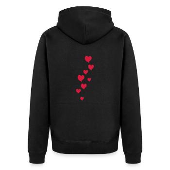 herzen flug - Unisex Premium Bio Zip Hoodie - Schwarz - Hinten - Nico (187cm)