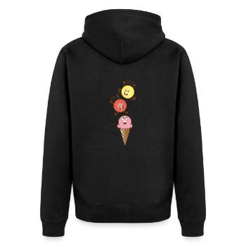 Eis - Unisex Premium Bio Zip Hoodie - Schwarz - Hinten - Nico (187cm)