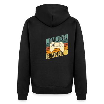 Papa level complete Gaming Father Baby Pregnant - Unisex Premium Organic Zip Hoodie - black - Back - Nico (187cm)