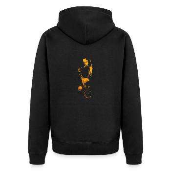 Jazz Man jc - Unisex Premium Bio Zip Hoodie - Schwarz - Hinten - Nico (187cm)