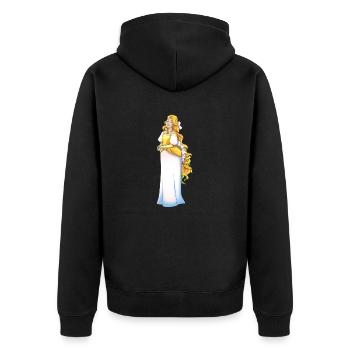 Goldmarie - Unisex Premium Bio Zip Hoodie - Schwarz - Hinten - Nico (187cm)