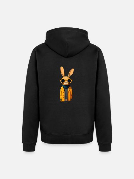 Mode Kaninchen - Unisex Premium Bio Zip Hoodie - Schwarz