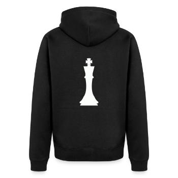 schachfigur könig - Unisex Premium Bio Zip Hoodie - Schwarz - Hinten - Nico (187cm)