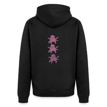 oktopus dreifach - Unisex Premium Bio Zip Hoodie - Schwarz - Hinten - Nico (187cm)