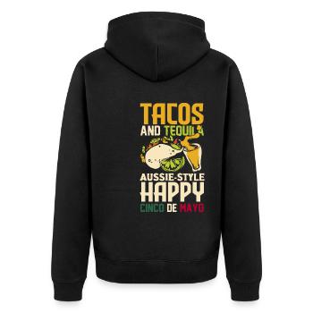 Tacos and tequila Aussie-style Happy Cinco de Mayo - Unisex Premium Bio Zip Hoodie - Schwarz - Hinten - Nico (187cm)