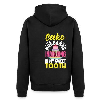 Mukbang and Cake - Unisex Premium Organic Zip Hoodie - black - Back - Nico (187cm)