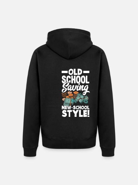 Old-School Saving New-School Style - Unisex Premium Organic Zip Hoodie - black