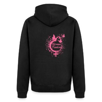 femme liberté,liberté,papillons,femmes,rose - Veste à capuche bio Premium Unisexe - noir - Dos - Nico (187cm)