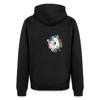 White Shepherd, German Shepherd, Paws, Print - Unisex Premium Organic Zip Hoodie - black - Back - Nico (187cm)