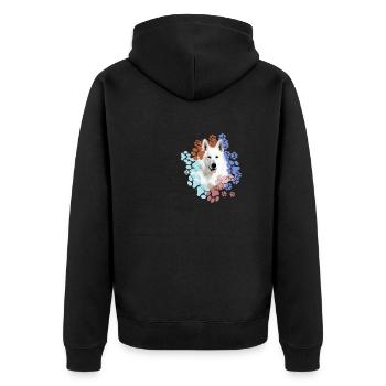 White Shepherd, German Shepherd, Paws, Print - Unisex Premium Organic Zip Hoodie - black - Back - Nico (187cm)