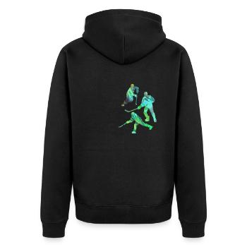 Eishockey, Hockey, Graffiti, bunt, stencil - Unisex Premium Bio Zip Hoodie - Schwarz - Hinten - Nico (187cm)