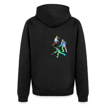 Eishockey, Hockey, Graffiti, bunt, stencil - Unisex Premium Bio Zip Hoodie - Schwarz - Hinten - Nico (187cm)