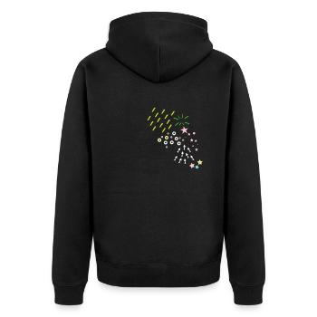 Motif, abstrait, rétro, vintage, années 90 - Veste à capuche bio Premium Unisexe - noir - Dos - Nico (187cm)