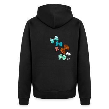 Nœuds, nœuds colorés, nœud papillon, motif à carreaux - Veste à capuche bio Premium Unisexe - noir - Dos - Nico (187cm)