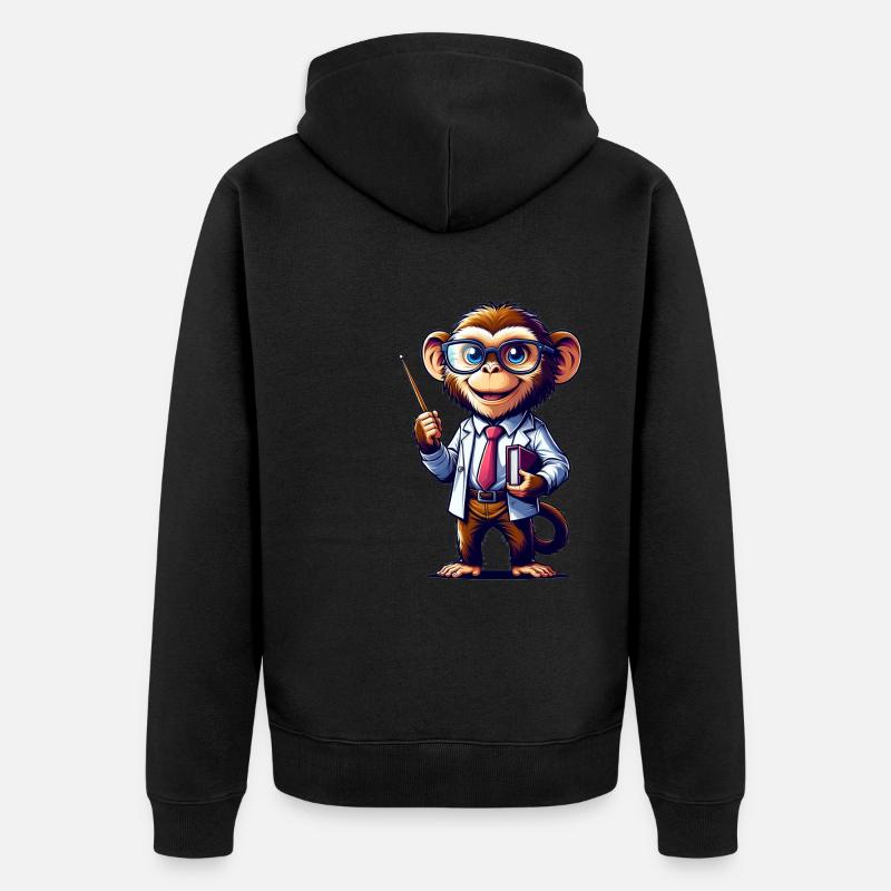 Professeur de singe mignon - Veste à capuche bio Premium Unisexe - noir