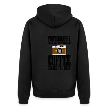 Photography Solves Most Of My Problems 4 - Unisex Premium Bio Zip Hoodie - Schwarz - Hinten - Nico (187cm)