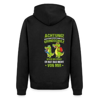 Schulanfang Einschulung 1 Klasse Grundschule - Unisex Premium Bio Zip Hoodie - Schwarz - Hinten - Nico (187cm)