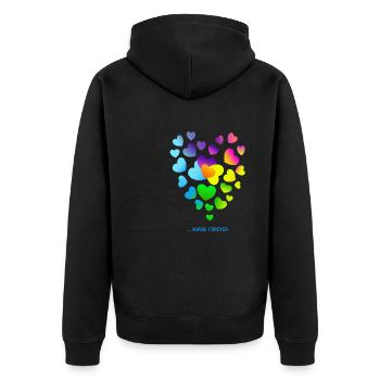 Herzen bunte Herzen Herzen Haufen - Unisex Premium Bio Zip Hoodie - Schwarz - Hinten - Nico (187cm)
