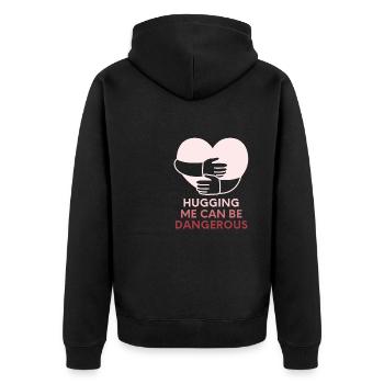 Hugging me can be dangerous - Unisex Premium Organic Zip Hoodie - black - Back - Nico (187cm)