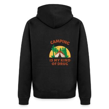 Camping my kind of drug - Unisex Premium Organic Zip Hoodie - black - Back - Nico (187cm)