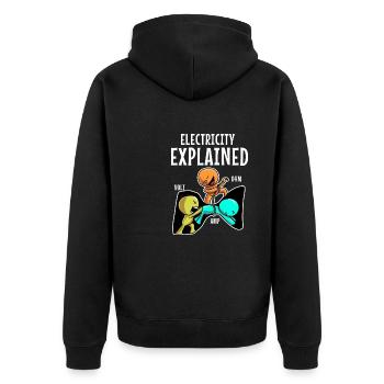 Elektriker Strom Elektrizität Elektrotechnik - Unisex Premium Bio Zip Hoodie - Schwarz - Hinten - Nico (187cm)