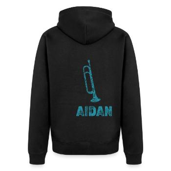 Vorname Aidan - Unisex Premium Bio Zip Hoodie - Schwarz - Hinten - Nico (187cm)