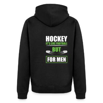 Hockey vatertag lustiger spruch hockeyspieler - Unisex Premium Bio Zip Hoodie - Schwarz - Hinten - Nico (187cm)