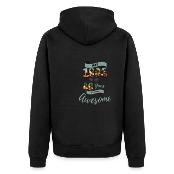 40 Geburtstag 1983 May Tropical Beach good times - Unisex Premium Bio Zip Hoodie - Schwarz - Hinten - Nico (187cm)