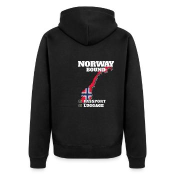 Norway Bound Country Travel Norwegian Flag - Unisex Premium Bio Zip Hoodie - Schwarz - Hinten - Nico (187cm)