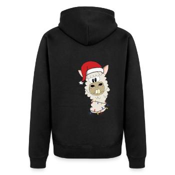 Drôle d’alpaga avec chapeau de Père Noël Noël - Veste à capuche bio Premium Unisexe - noir - Dos - Nico (187cm)