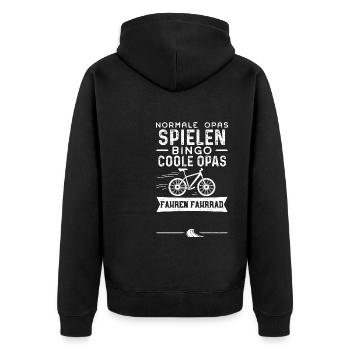 Normale Opas Spielen Bingo Coole... - Unisex Premium Bio Zip Hoodie - Schwarz - Hinten - Nico (187cm)