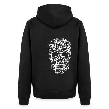 Gruseliger Geist Totenkopf Gruseliges Halloween Kostüm - Unisex Premium Bio Zip Hoodie - Schwarz - Hinten - Nico (187cm)
