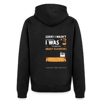 Sorry I Wasn't Listening I Was T... - Unisex Premium Bio Zip Hoodie - Schwarz - Hinten - Nico (187cm)