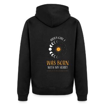 Bélier fille je suis né avec mon il... - Veste à capuche bio Premium Unisexe - noir - Dos - Nico (187cm)