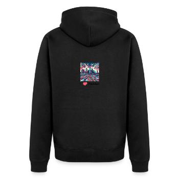 frankfurt - Unisex Premium Bio Zip Hoodie - Schwarz - Hinten - Nico (187cm)