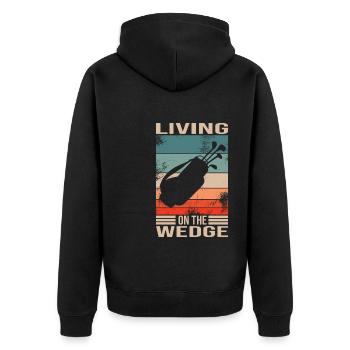 Golf - Unisex Premium Bio Zip Hoodie - Schwarz - Hinten - Nico (187cm)