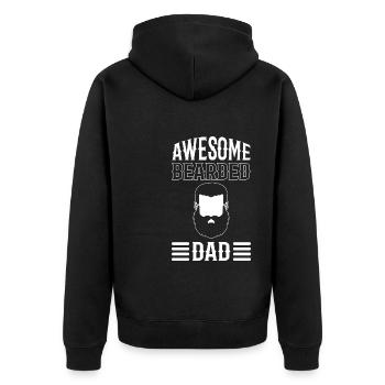 Awesome Bearded Dad Friseur - Unisex Premium Bio Zip Hoodie - Schwarz - Hinten - Nico (187cm)
