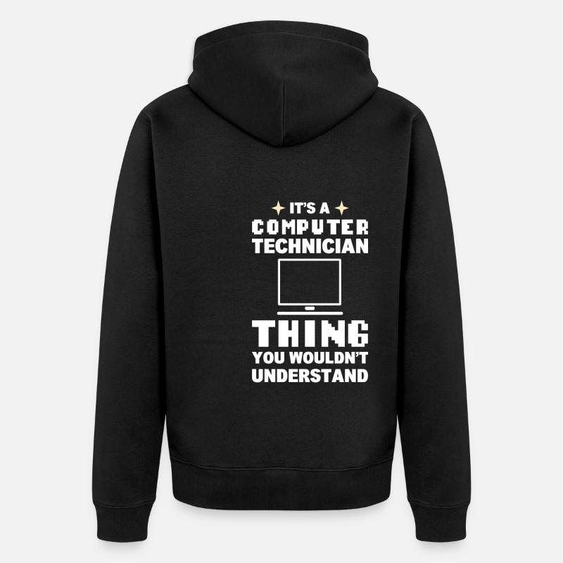 Lustiger Computerfreak Computertechniker - Unisex Premium Bio Zip Hoodie - Schwarz