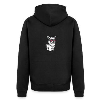 Alpaka Llama Cool Tier - Unisex Premium Bio Zip Hoodie - Schwarz - Hinten - Nico (187cm)