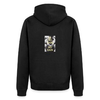 No Pain No Gain tshirt Kleidung Geschenk Gym - Unisex Premium Bio Zip Hoodie - Schwarz - Hinten - Nico (187cm)