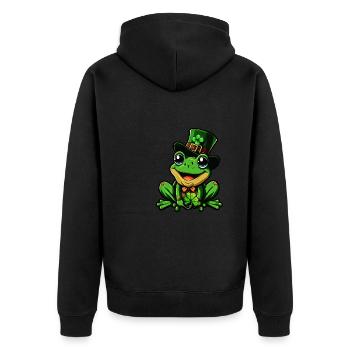 Porte-bonheur Grenouille Cylindre de la Saint-Patrick - Veste à capuche bio Premium Unisexe - noir - Dos - Nico (187cm)
