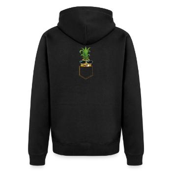 ANANAS FUCK YOU cool pineapple guy sunglasses - Unisex Premium Bio Zip Hoodie - Schwarz - Hinten - Nico (187cm)