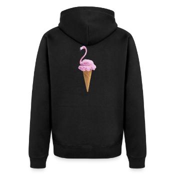Flamant avec de la crème glacée - Veste à capuche bio Premium Unisexe - noir - Dos - Nico (187cm)