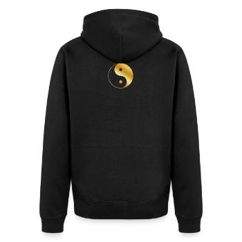 Yin Yang gold - Unisex Premium Organic Zip Hoodie - black - Back - Nico (187cm)