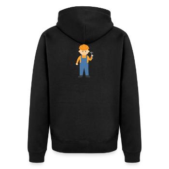 Bauarbeiter - Unisex Premium Bio Zip Hoodie - Schwarz - Hinten - Nico (187cm)