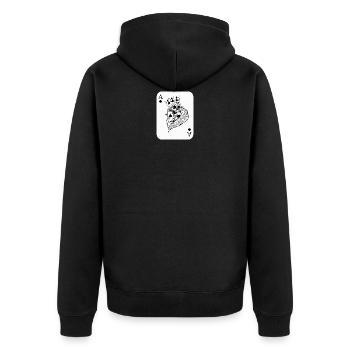 Ass Poker Pik Geschenk Karten - Unisex Premium Bio Zip Hoodie - Schwarz - Hinten - Nico (187cm)